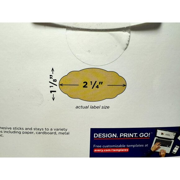 Avery® Kraft Brown Scalloped Oval Labels 1-1/8" x 2-1/4" #22855 Laser/Inkjet New - Picture 5 of 7